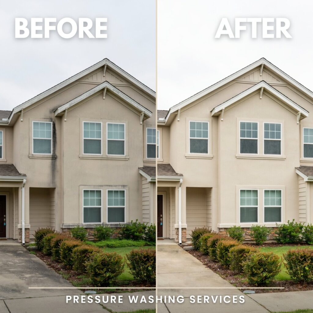 Pressure Washing Home Exteriors Before and After