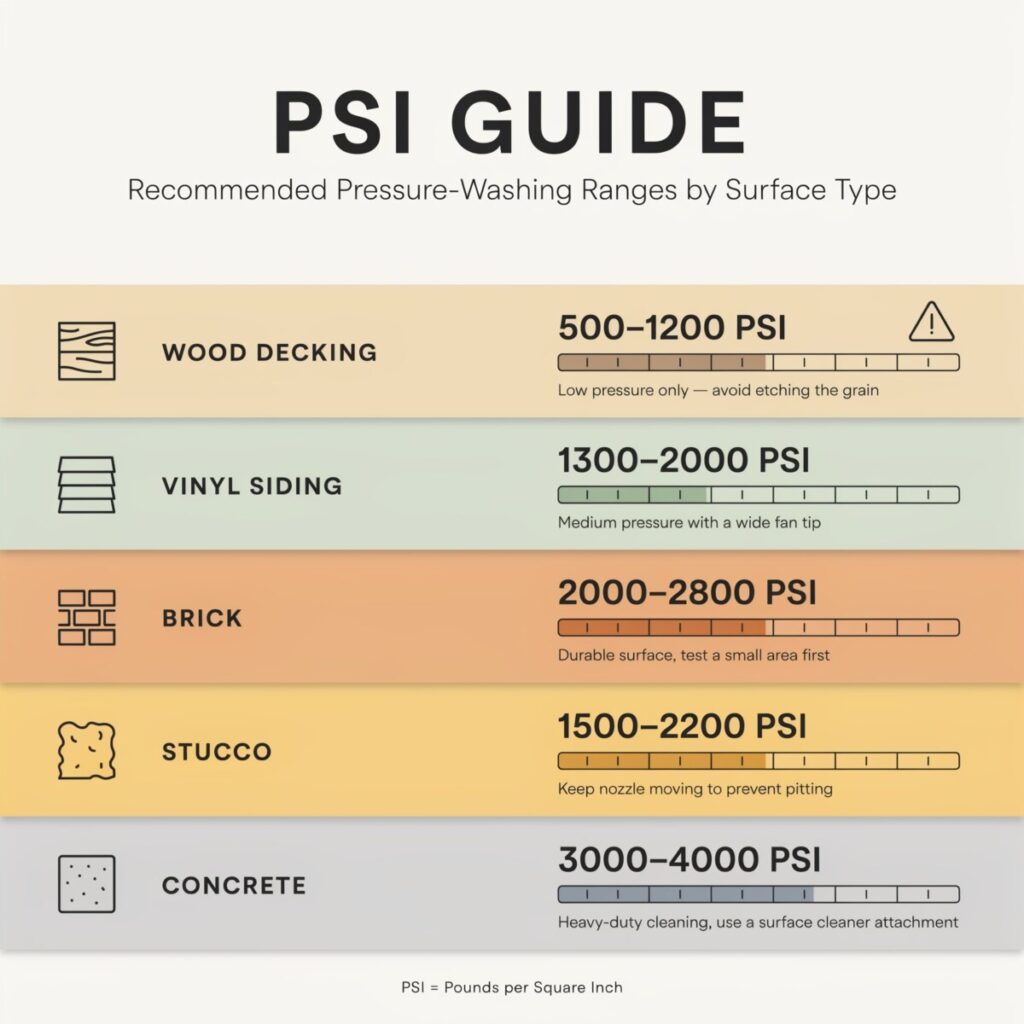 Recommended PSI by Exterior Surface
